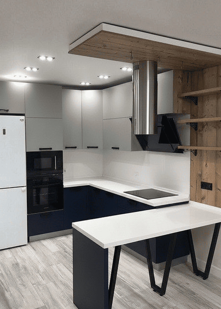 Матовий та глянцевий дизайн сучасної кухні в Буче