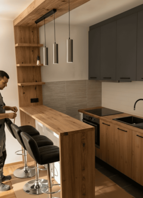 барная стойка на металлическом каркасе