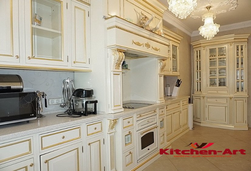 заказная линейная  кухонная мебель из ольхи