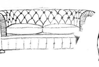 чертеж прямого дивана