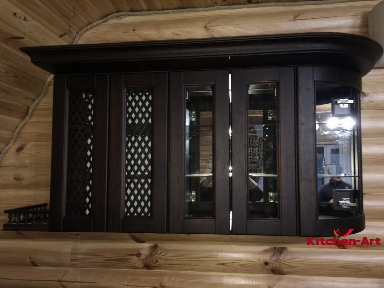 Дубовые кухни изготовление витрины