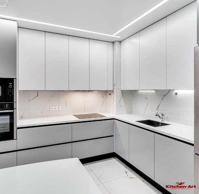 Зелена кутова кухня фото