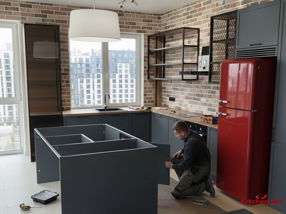 Пряма кухня лофт