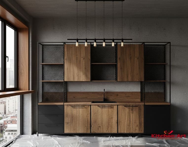 Кухня з дерева та металу лофт