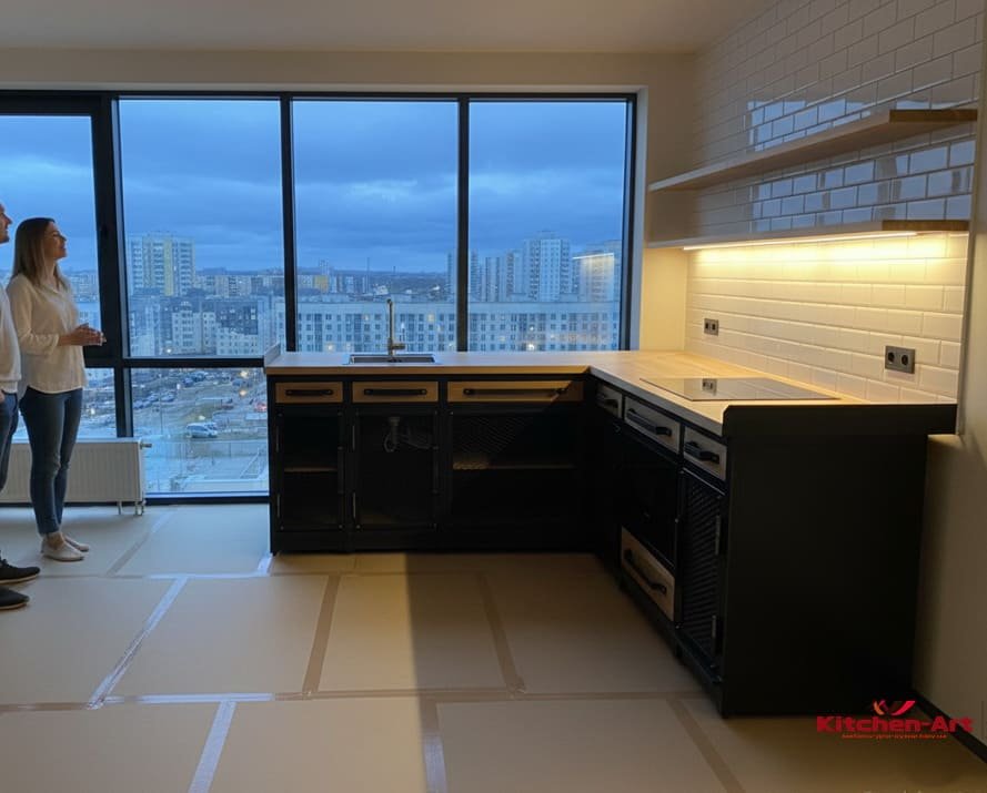 Кухня з металевими елементами лофт