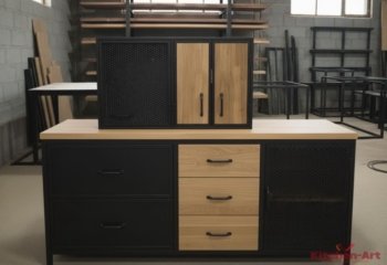 тумбы лофт из металла и дерева