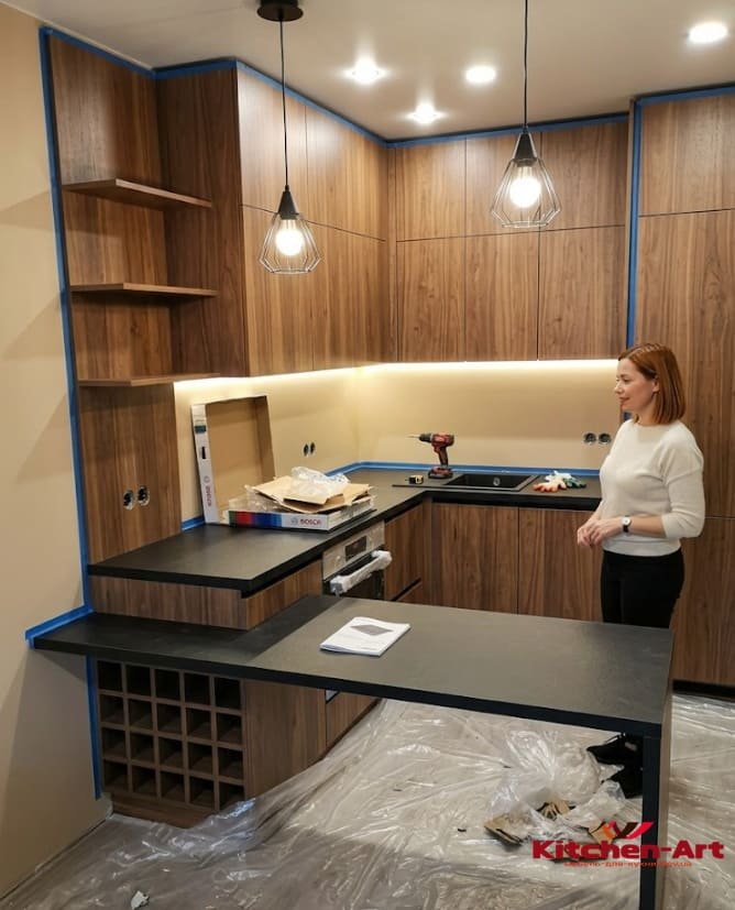 встроенные кухни из ольхи на заказ