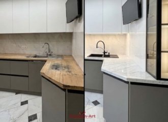 замена угловой столешницы из камня
