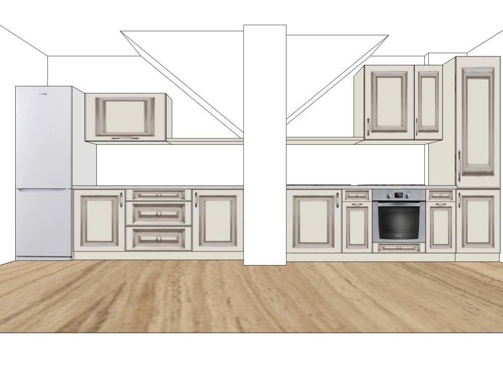 эскиз кухни для чердака на заказ
