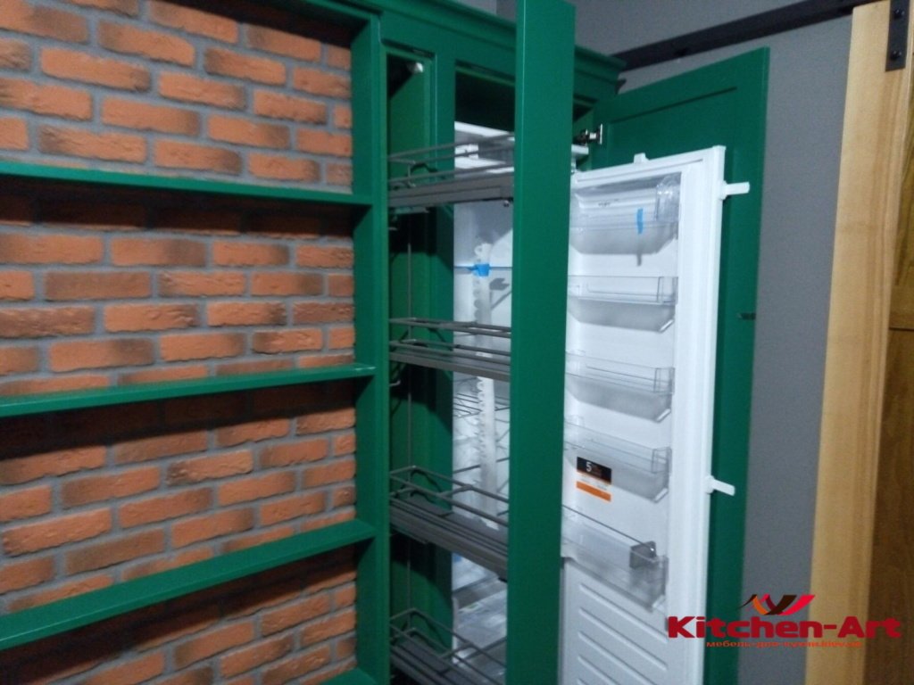 встроенная зеленая кухня под заказ