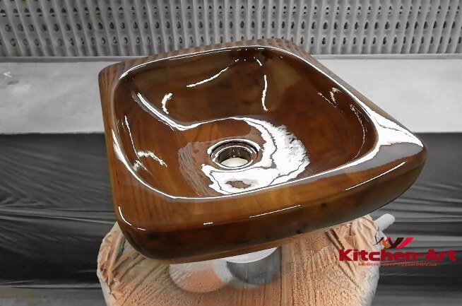 дизайнерская деревянная мойка