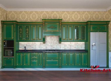 Прямая зеленая кухня под заказ Прямая зеленая кухня под заказ