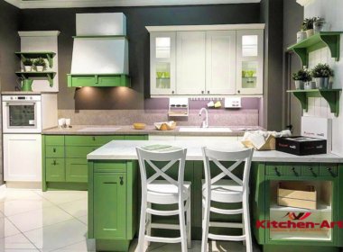 Деревянная зеленая кухня Деревянная зеленая кухня