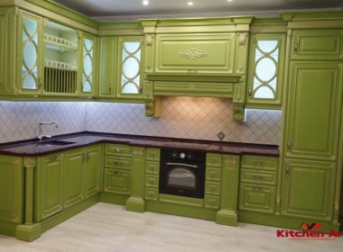 Дизайнерская зеленая кухня на заказ Дизайнерская зеленая кухня на заказ