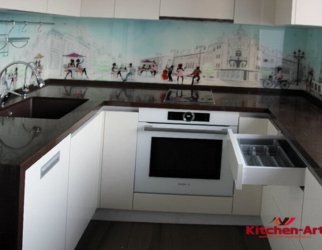 варианты кухонных фартуков с фотопечатью под заказ