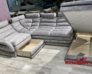 п образный диван под заказ со спальным местом с нишей для белья