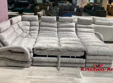 светлый п образный диван на заказ