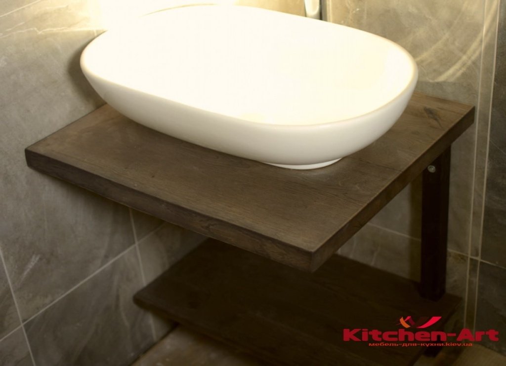 влагостойкая деревянная столешница в ванную под умывальник