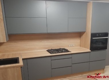 прямая кухня с серыми фасадами под заказ прямая современной кухня с серыми фасадами