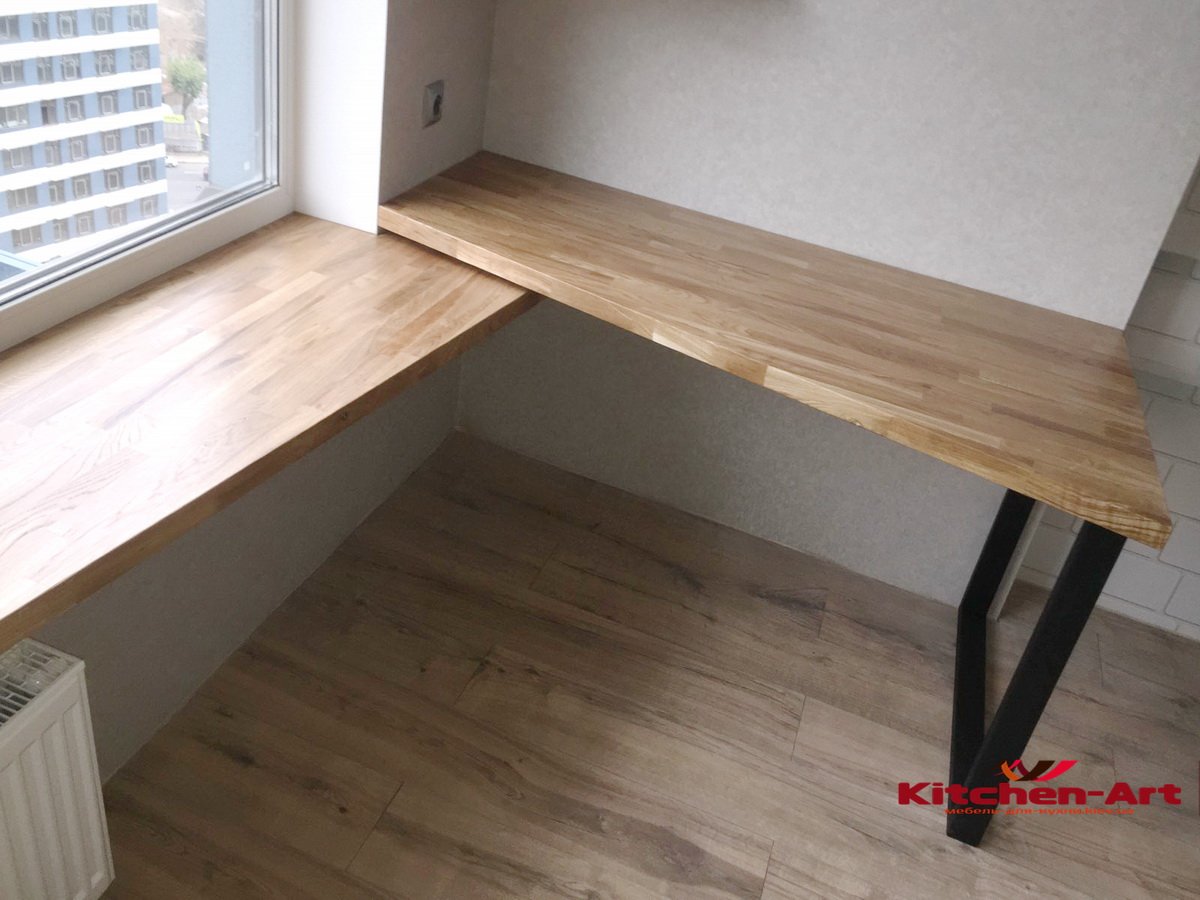 Кухонна стільниця-підвіконня з дерева Стіл-підвіконня на замовлення Ірпінь