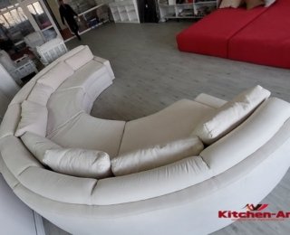 круглый модульный белый диван
