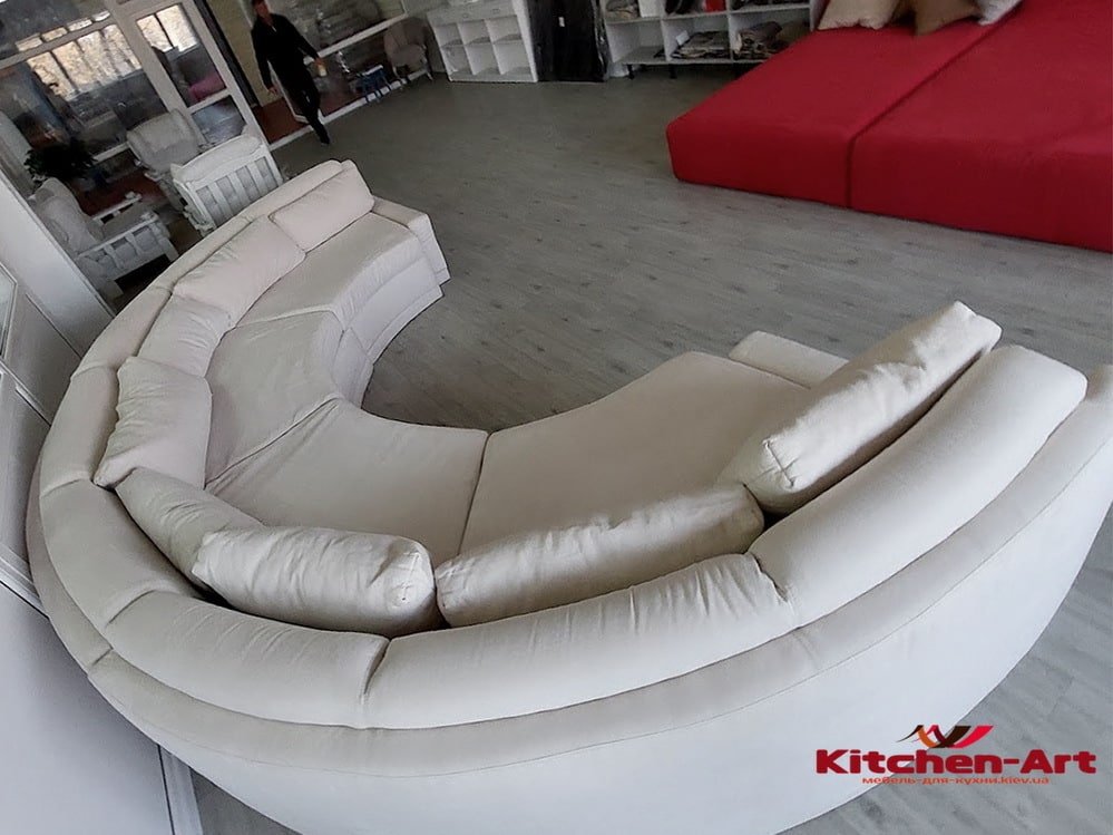 круглый модульный белый диван