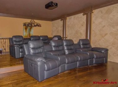 кожанный диван для домашнего кинотеатра под заказ