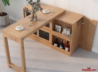 деревянная выдвижная столешница в кухне