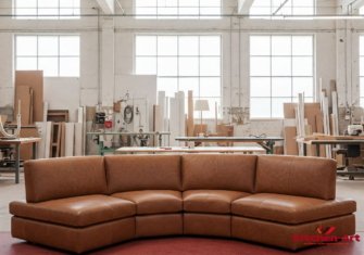 Большой круглый диван модульный закругленный