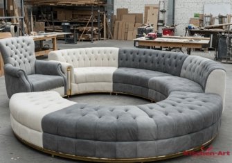 круглый бело серый диван на заказ