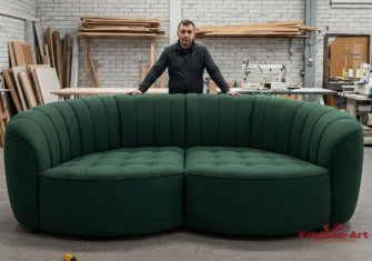 модульный зеленый радиусный диван