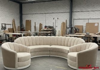 радиусная мягкая мебель кресло и диван