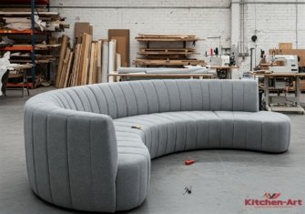 круглый диван серого вельвета