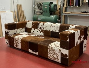 диван из натуральной кожи коровы прямой