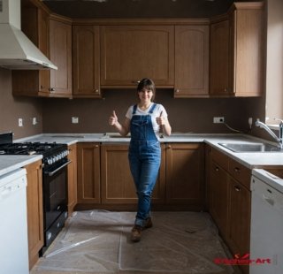 деревянная п-образная кухня на заказ