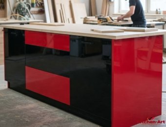 черно красный остров для кухни