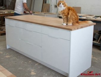 мдф остров для кухни с деревянной столешницей