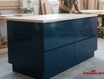 мдф синий остров кухонный на заказ