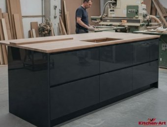 глянцевая островная кухня