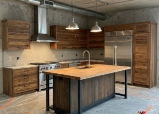 дубовая кухня лофт из металла