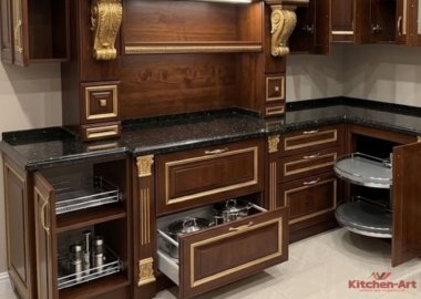 проект угловой кухни из массива ясеня