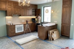 стильная кухня из дерева в стиле лофт