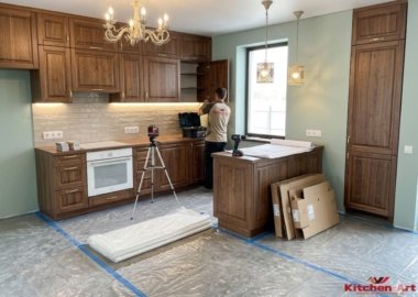 стильная кухня из дерева в стиле лофт