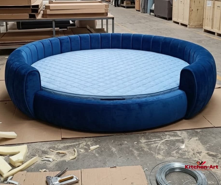 Мягкое изголовье круглой формы обивка круглой спинки кровати